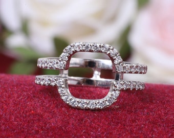14k White Gold Band Round Stone White Moissanite Diamond Band Ring Silver Enhancer Wrap Ring Engagement Ring Anniversary Gift For Women