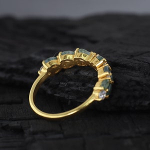 Marquise Cut Moosachat Band Antik Versprechen Schmuck 14k Solid Gold Ewigkeit Passende Band Diamant Hochzeit Ring Jahrestag Geschenk für Frauen Bild 9