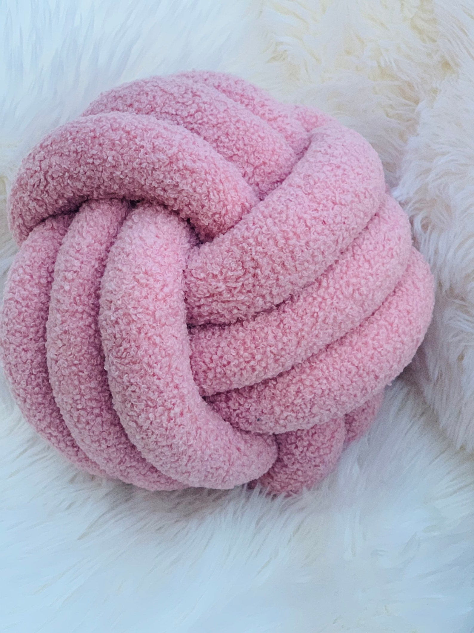 Blush pink boucle knot cushion/pillow Etsy
