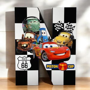 Cars Themed 3D Paper Letter Decoration | Lightning McQueen Birthday Party Centerpiece | Custom Name Sign | Piston Cup Party Decor