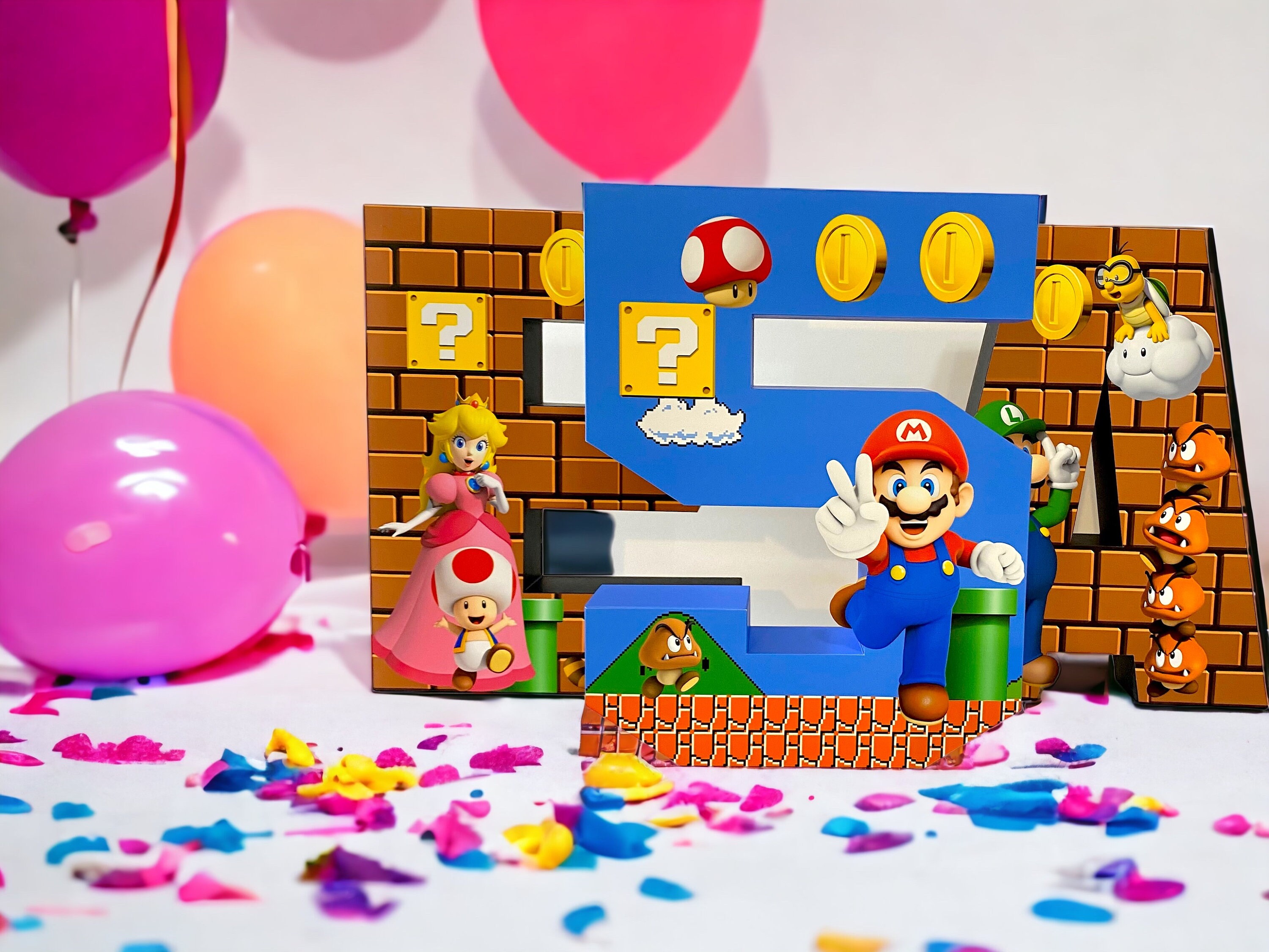 Lettres Super Mario 3d, décoration anniversaire mario party 