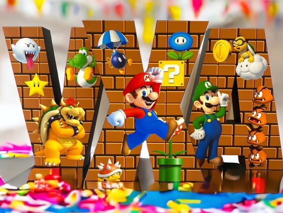 Décorations d'anniversaire Super Mario / Lettres en papier Super