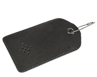 Genuine Leather Airtag Luggage Tag with Steel Loop