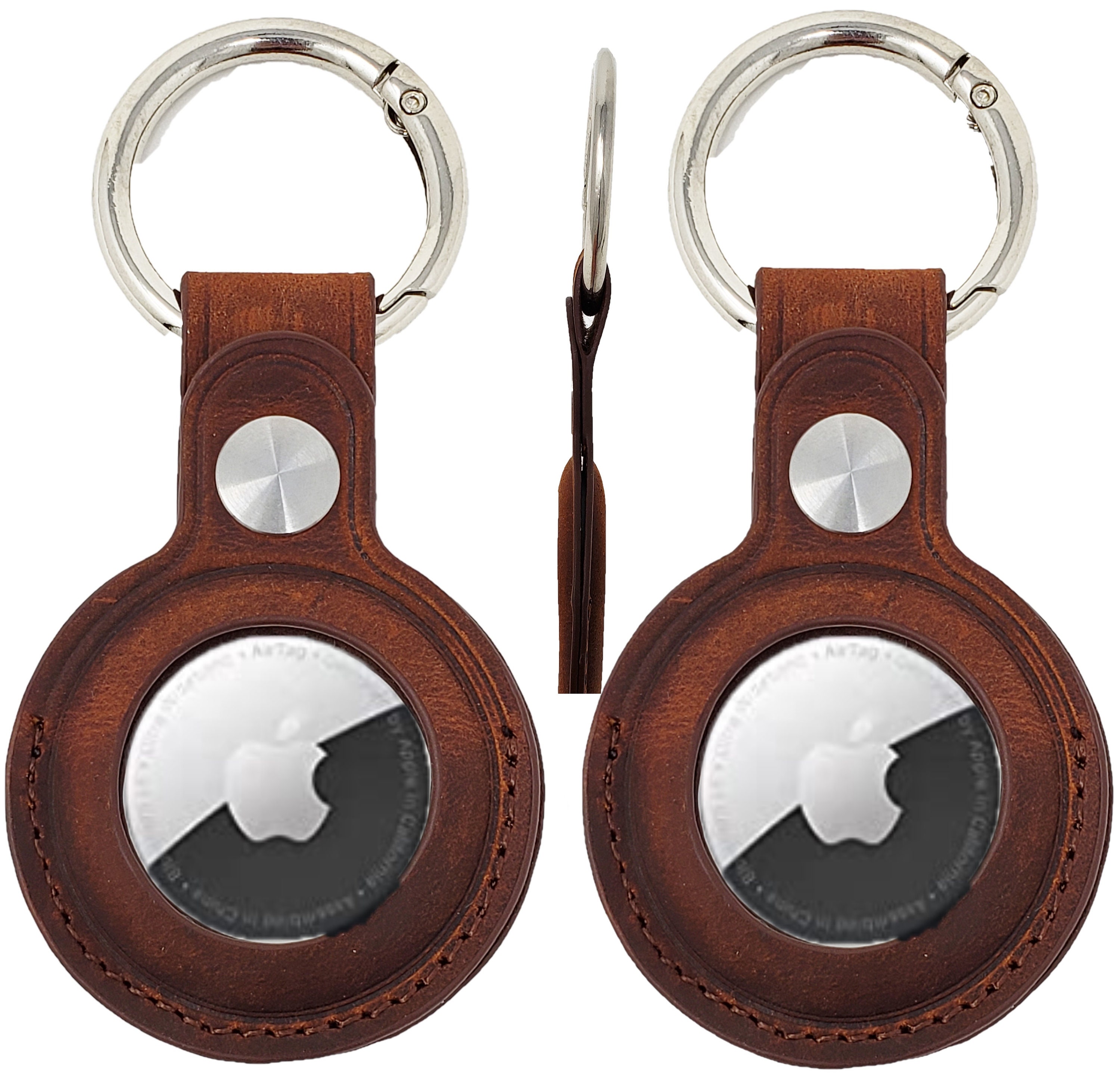 Bas192.- Porte-clés en cuir véritable pour Apple AirTag, étui Hermès AirTags,  dispositif de suivi de