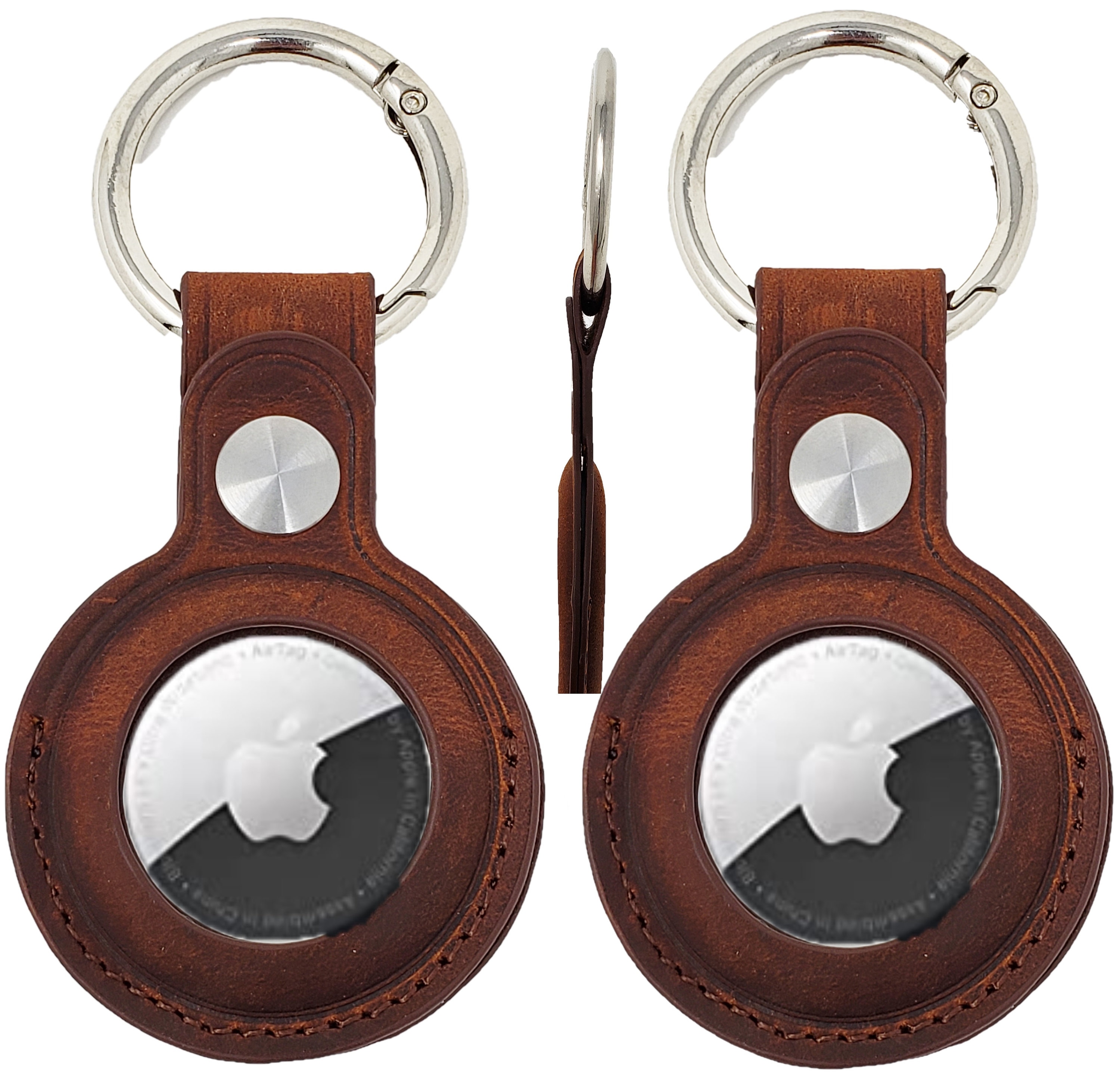 2 Pack Genuine Leather Case for Apple Airtags Case AirTag Holder With