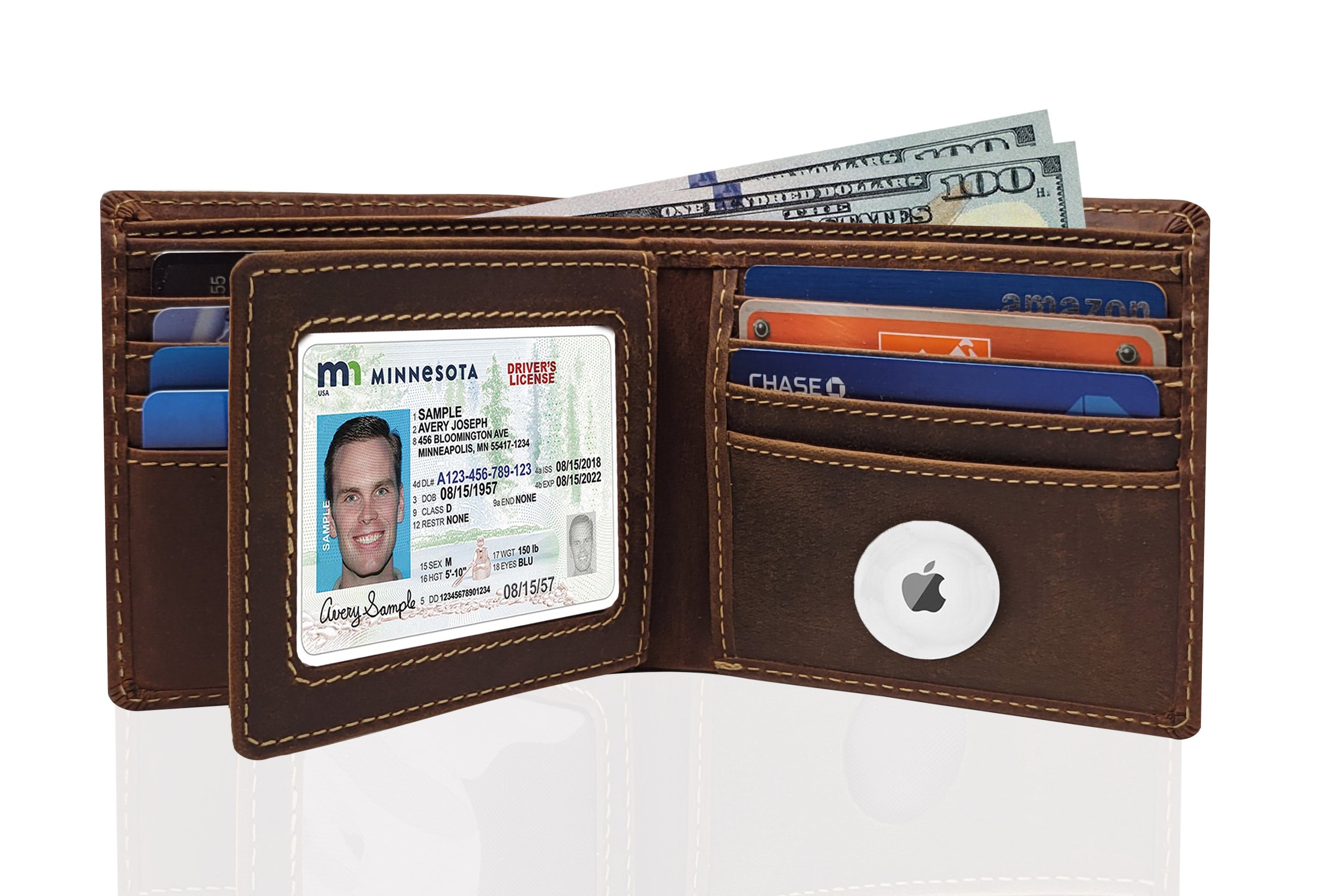 AirTag Wallet for Mens with Apple Airtag Holder RFID