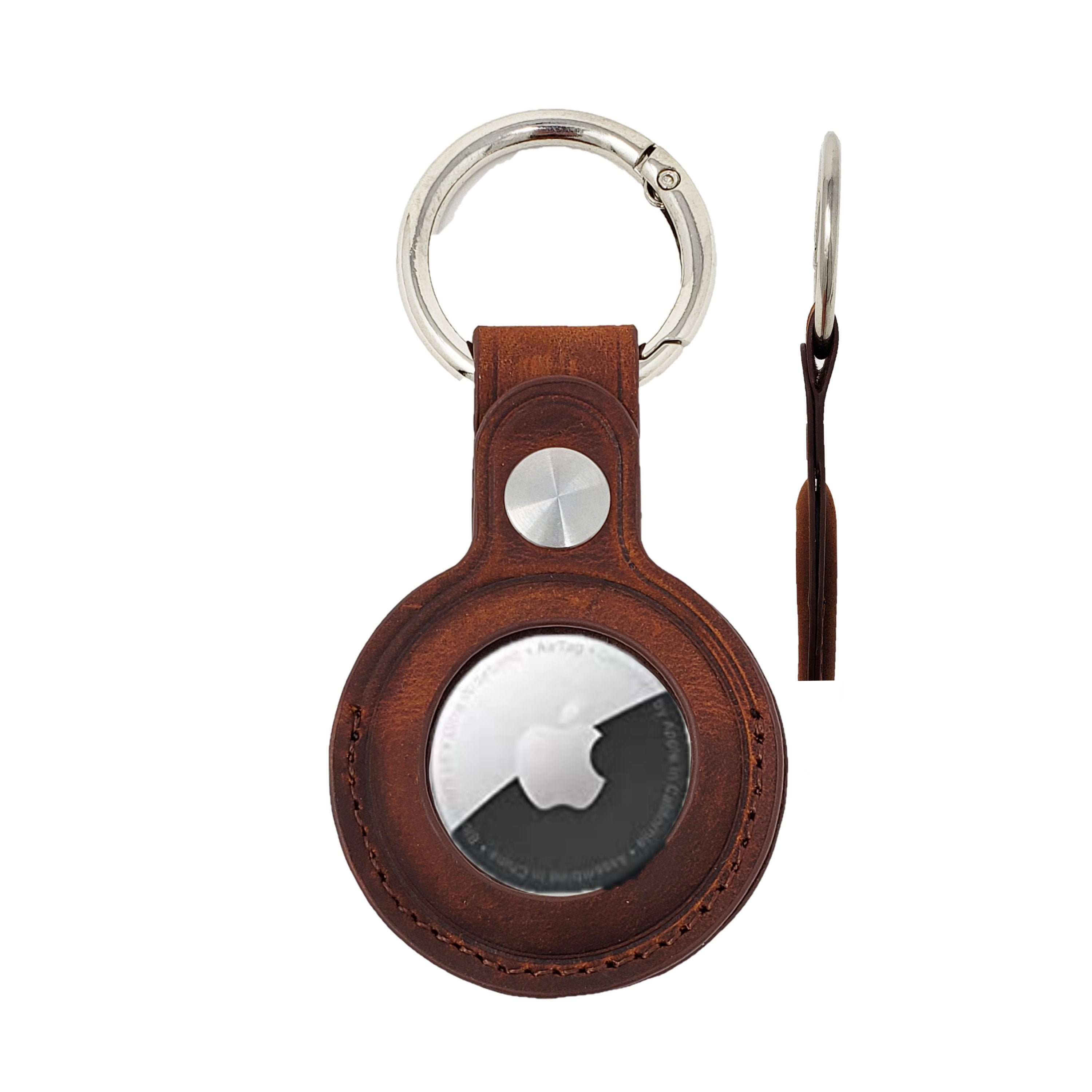 Genuine Leather Case for Apple Airtags Case AirTag Holder With Keyring