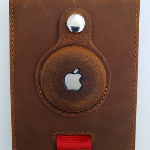 Airtag portemonnee-hoesje Crazy Horse lederen slanke Airtag-houder Smart Airtag-portemonnee | Minimalistische RFID-blokkering met geldclip en geschenkdoos
