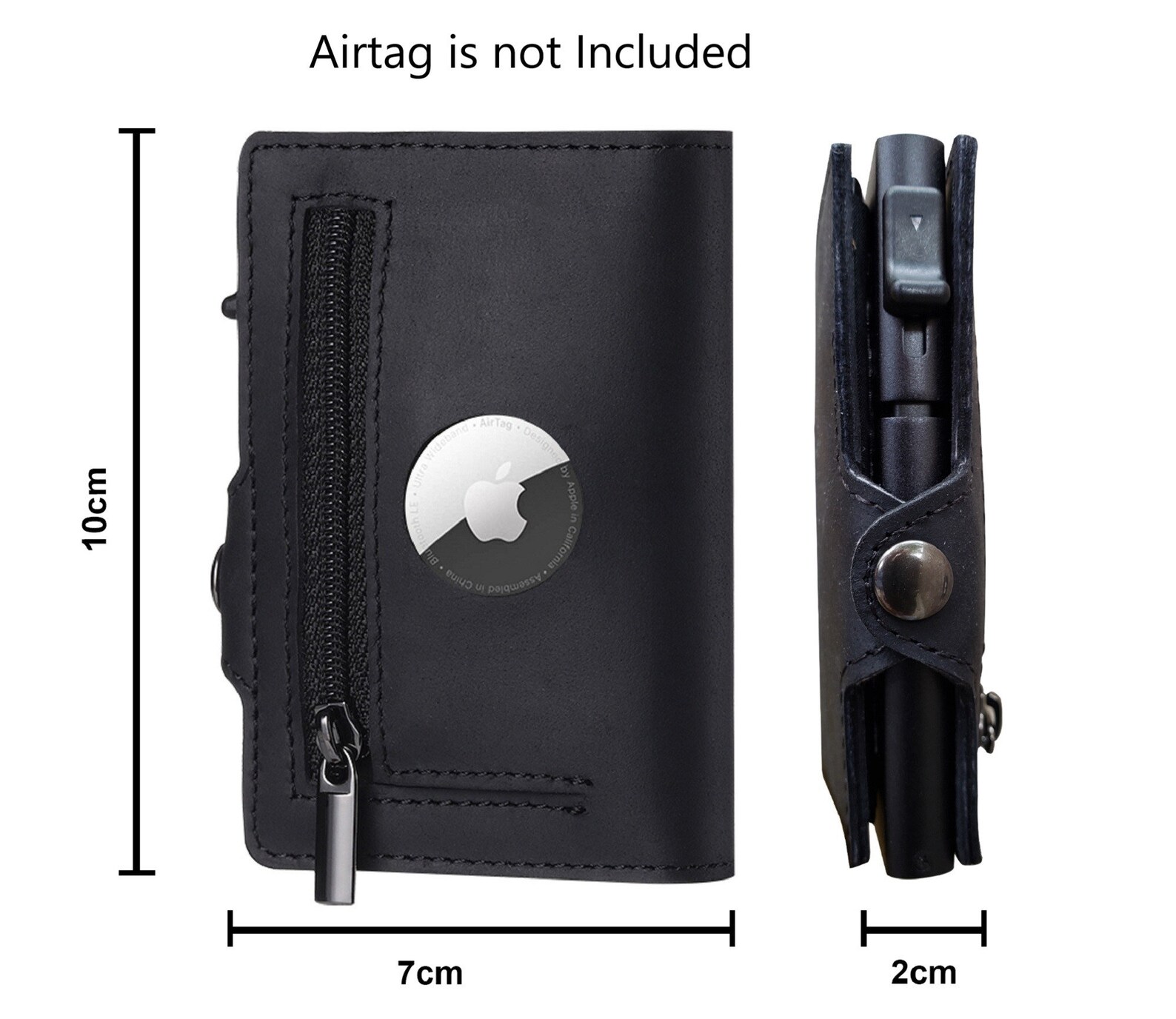 Genuine Leather Airtag Wallet Holder Side Button Popup Credit Etsy