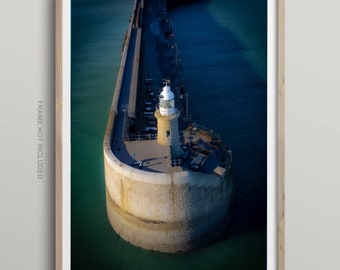 Photo print of Folkestone Harbour Arm with Lighthouse