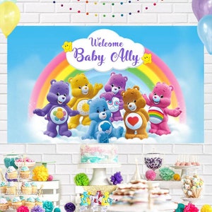 Personalised Care Bears Welcome Baby Backdrop