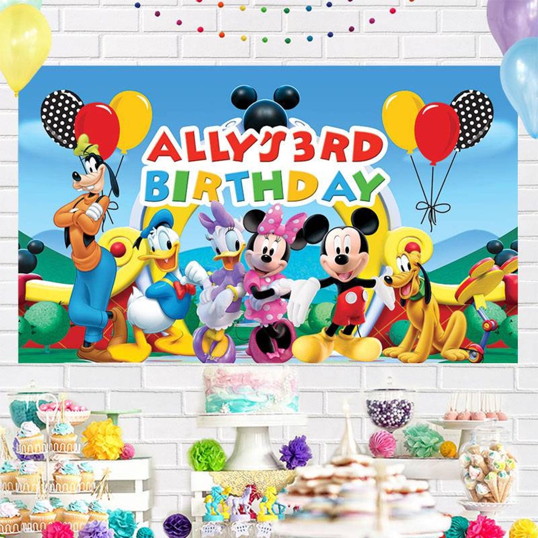 Custom Mickey Mouse Clubhouse Theme Birthday Backdrop – BigBigBee Party Sign