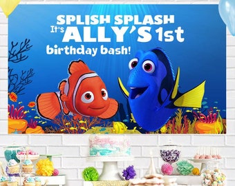 Personalised Nemo Fish Birthday Backdrop