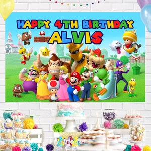 Personalised Super Mario Bros Birthday Backdrop
