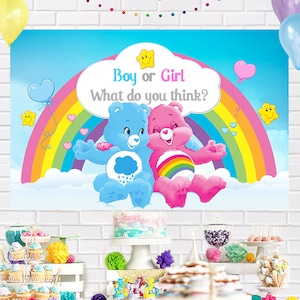Personalised Care Bears Gender Reveal Party Backdrop
