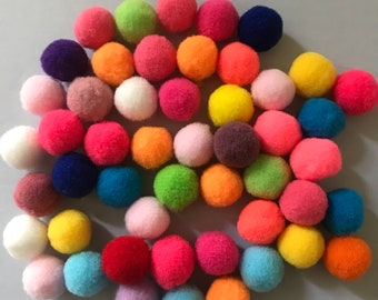 50 Nice Quality Mixed Colour Polyester Pom Poms 14mm