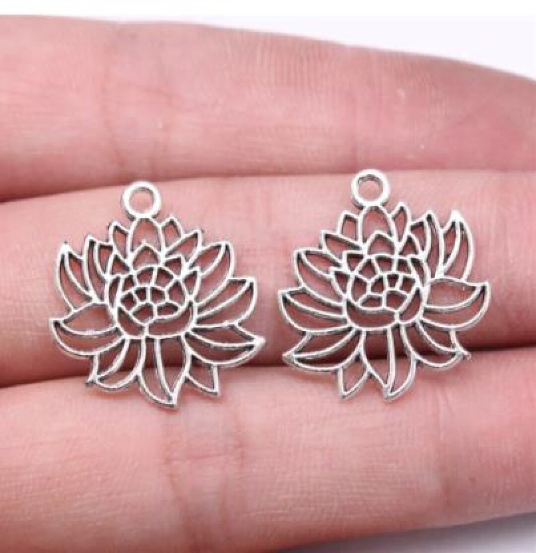 10 Lotus Flower Charms 22mm X 20mm Etsy UK