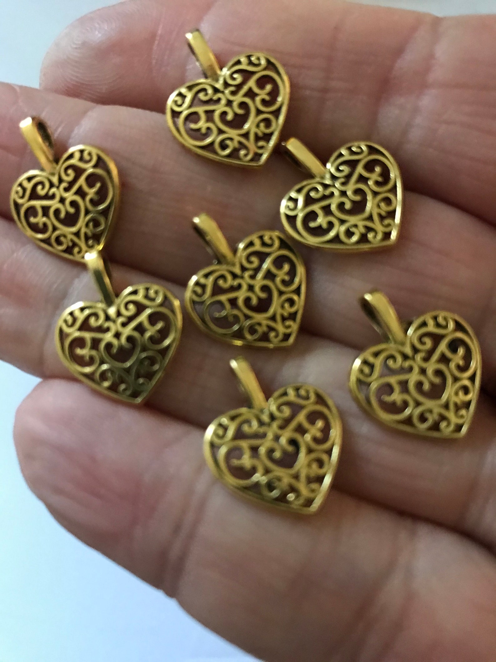 15 Love Heart Charms Antique Gold Style 18mm X 15mm Etsy UK