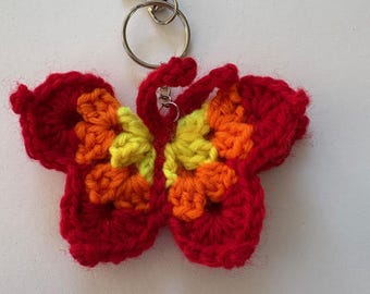 Crochet keyring - red butterfly
