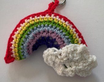 Crochet keyring - rainbow with cloud