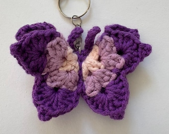 Crochet keyring - purple butterfly