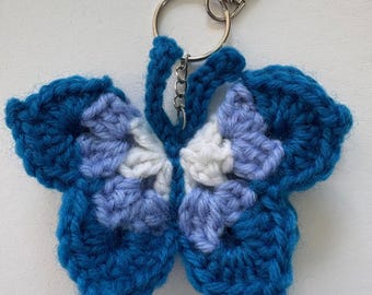 Crochet keyring - turquoise butterfly