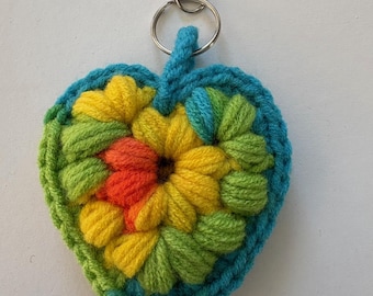 Crochet keyring - rainbow heart