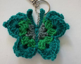 Crochet keyring - green butterfly