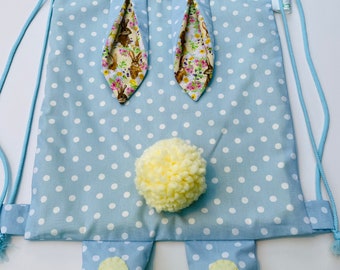 Bunny backpack - large blue