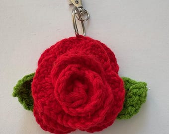 Crochet keyring - red rose