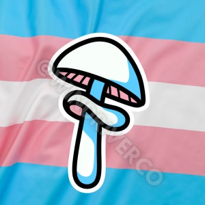 Transgender Pride Flag Mushroom Sticker - LGBTQIA+ Waterproof Sticker