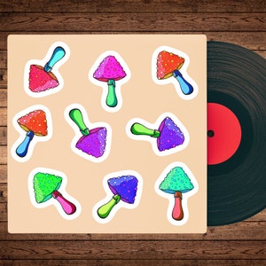 Vibrant Mushroom Stickers - Waterproof Vinyl Sticker