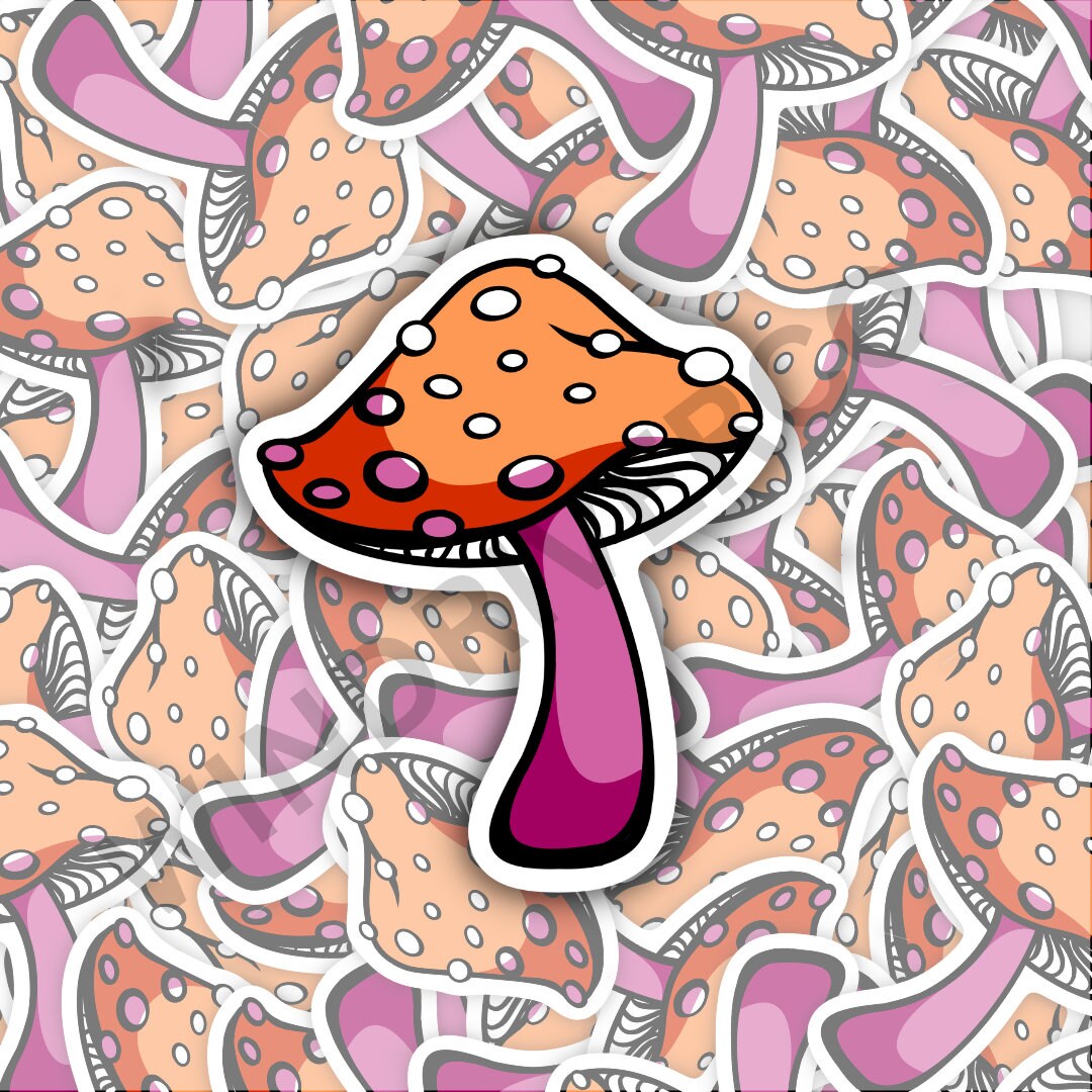 Lesbian Pride Flag Mushroom Sticker - LGBTQIA+ Waterproof Sticker
