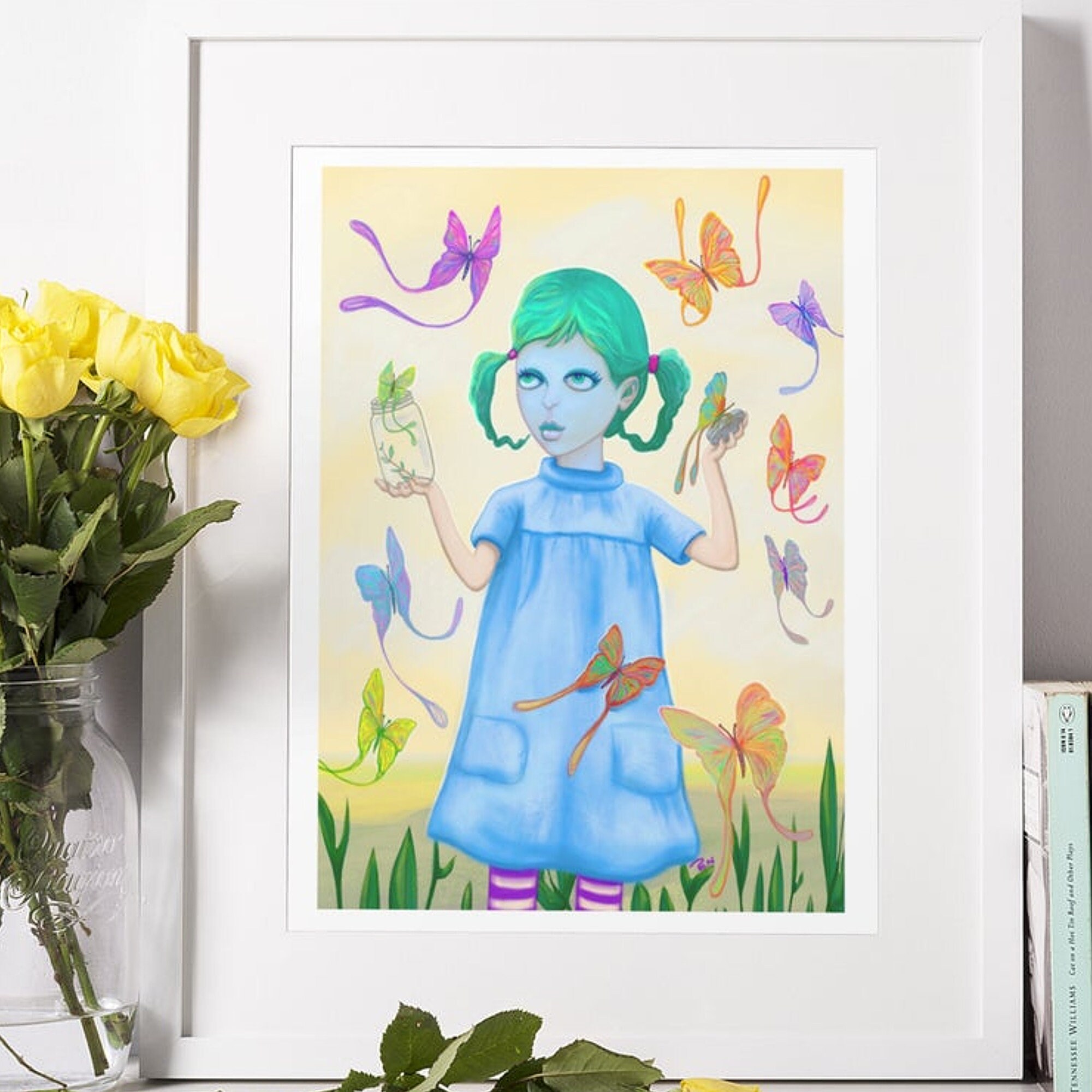 Surreal Fantasy Butterfly Print Big Eyes Art Girls Room - Etsy