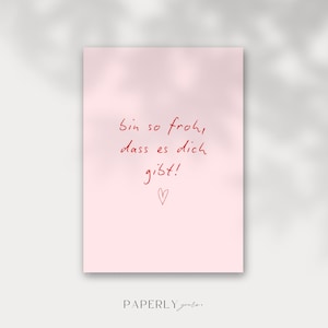 Carte postale « Je suis si heureuse que tu existes ! », carte pour chaque occasion, carte postale cool pour petite amie, meilleur ami, petit ami