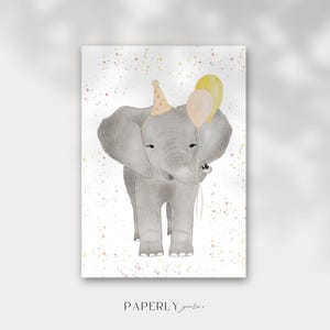 Tarjeta de cumpleaños, elefante, tarjeta de acuarela, postal, tarjeta plegable