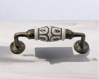 Maison Belle Ceramic Door Handle Gold Antique Finish - (Size 5 Inch )