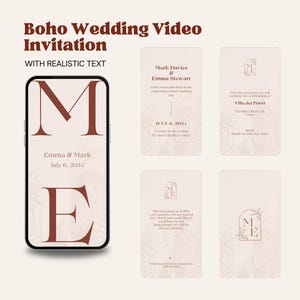 Wedding Video Invitation, Animated Wedding Invitation with RSVP, Details & Program, Add Your Own Photo and Music, Canva Template