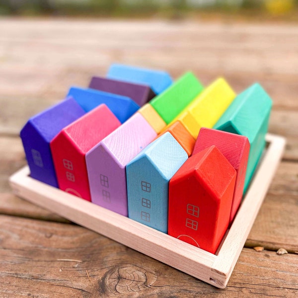 Houses | Building Set Wooden Houses | Waldorf | Montessori | Toys