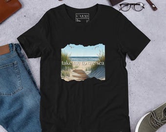 「Take Me to the Sea」Tシャツ | ビーチTシャツ | サマーTシャツ | ビーチデイシャツ