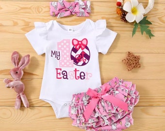 Valentine Baby Girl Pink Sparkle Sequin Bodysuit Pink Skirt Heart Bow NB-18Month