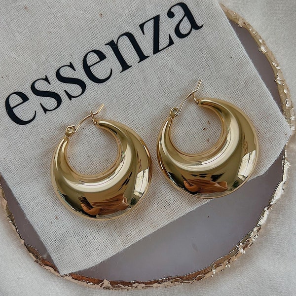 Chunky Gold Hoops, Golden Hoops, Thick Gold Hoop Earrings, Everyday hoops, Gift for Her | 30mm 14k Gold Fill Hoops