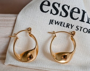 Twisted Gold Hoop Earrings, Golden Hoops, Chunky Gold Hoops, Small Gold Filled Hoop Earrings, Chunky Hoop Earrings, 18k Gold Hoop Earrings