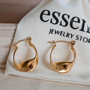 Twisted Gold Hoop Earrings, Golden Hoops, Chunky Gold Hoops, Small Gold Filled Hoop Earrings, Chunky Hoop Earrings, 18k Gold Hoop Earrings