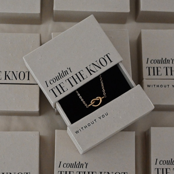 Sieradendoosje met de tekst "Tie the knot", Cadeauset voor het vragen van een bruidsmeisje, Sieraden voor de voorbereiding van de bruidsmeisjes, Cadeau voor haar als je gevraagd wordt, Cadeau voor haar