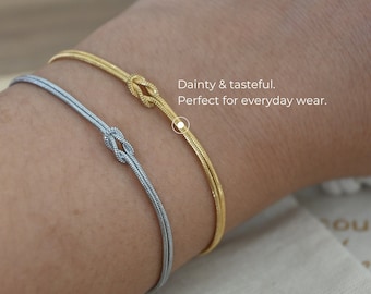 Bracelet noeud en or, bracelet noeud en argent, bracelet noeud d'amour, cadeaux pour femme meilleure amie, bracelet mère fille, cadeau pour elle