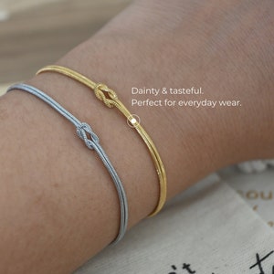 Gold knot bracelet, silver knot bracelet, love knot bracelet, gifts for best friend female, mother daughter bracelet, gift for her