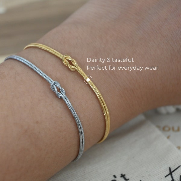 Pulsera nudo de oro, pulsera nudo de plata, pulsera nudo de amor, regalos para mejor amiga mujer, pulsera madre hija, regalo para ella