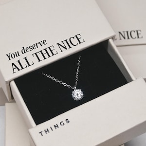 1.00 CT Certified Moissanite Pendant Necklace in 925 Sterling Silver, Lab Diamond Necklace with Motivational Gift Box for Women