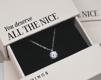 1.00 CT Zertifizierte Moissanit Anhänger Halskette in 925 Sterling Silber, Lab Diamant Halskette mit motivierender Geschenkbox für Frauen